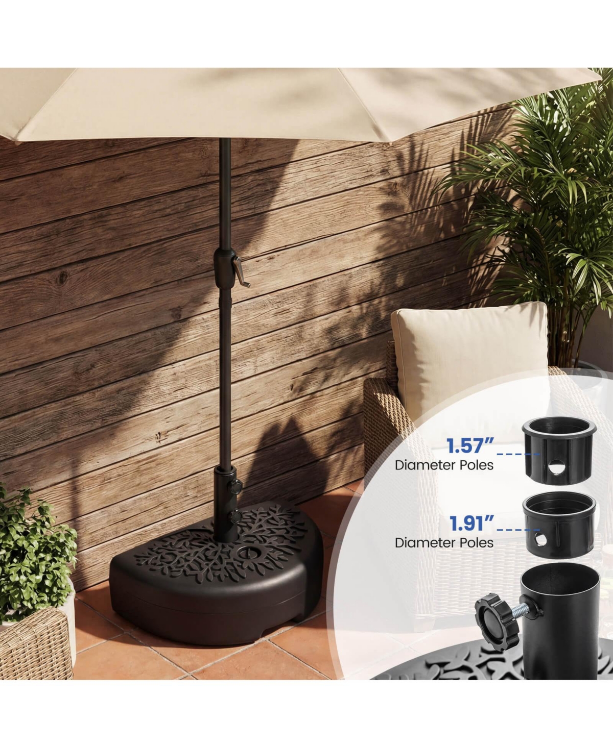 Costway 55 Lbs Half Round Patio Umbrella Base, WaterandSand Fillable Patio Umbrella Stand