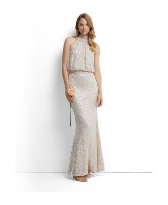 Women's Halterneck Sequin Bridesmaid Maxi Dress