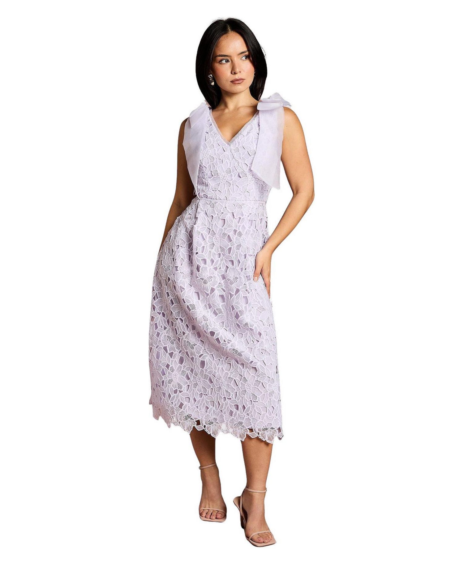 Women's Bow Detail Sleeveless Midi Dress