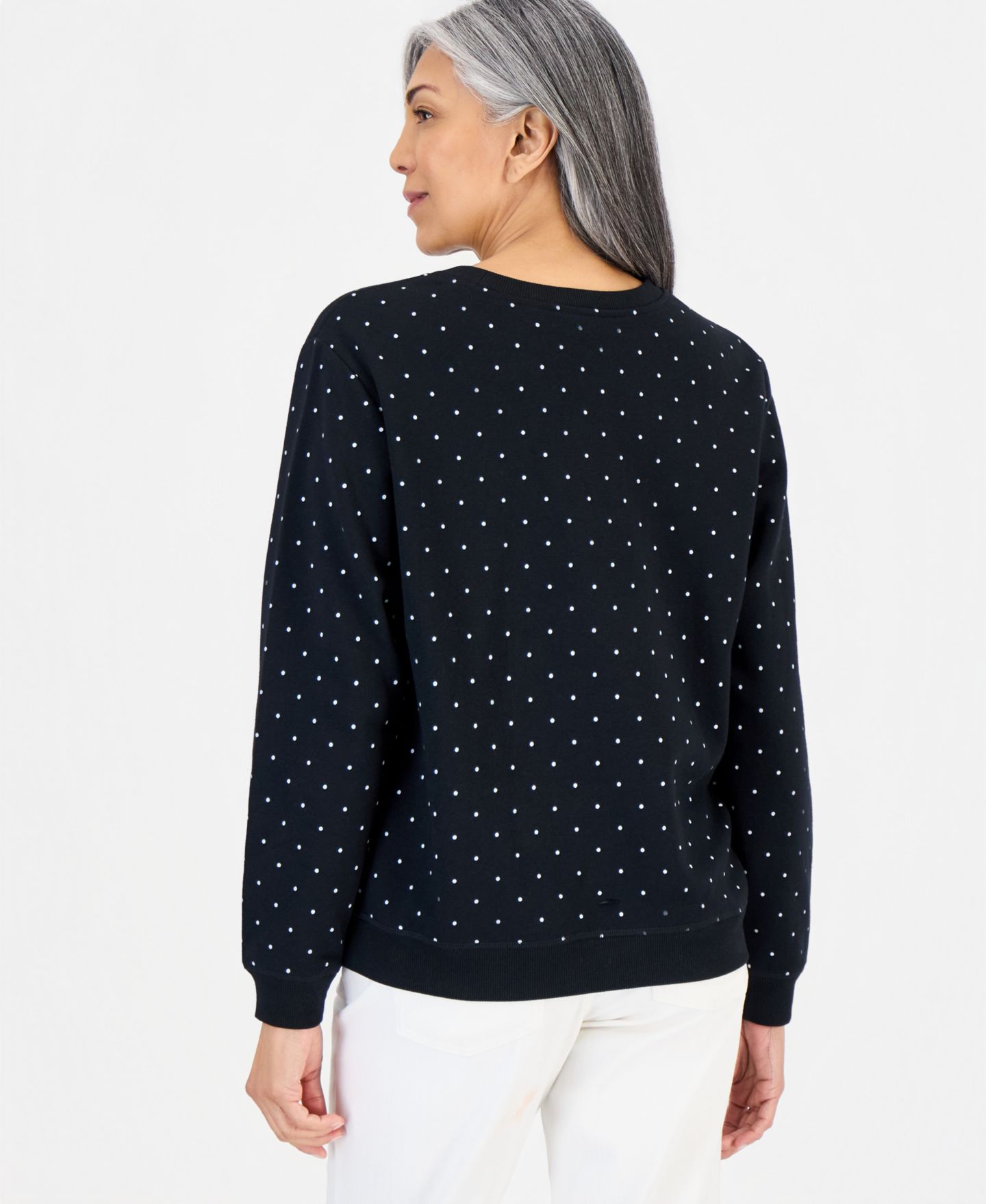 Женская толстовка Style & Co Printed Long-Sleeve Crewneck, цвет: Глубокий чёрный — фото 3