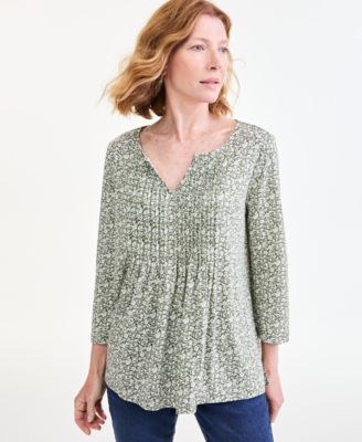 Women's Pleated 3/4-Sleeve Knit Top