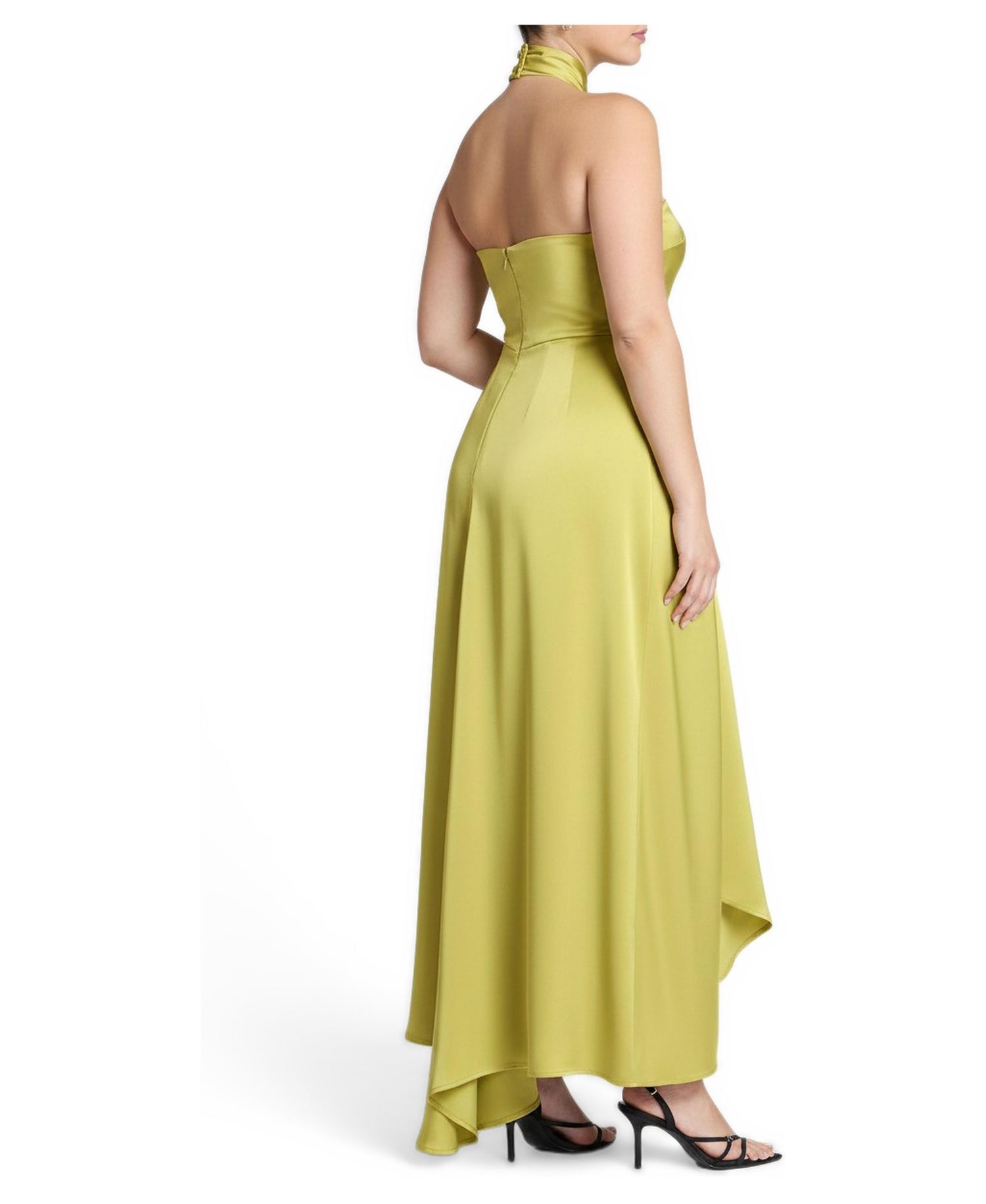 Women's Plus Size Halter Neck Satin Maxi Dress
