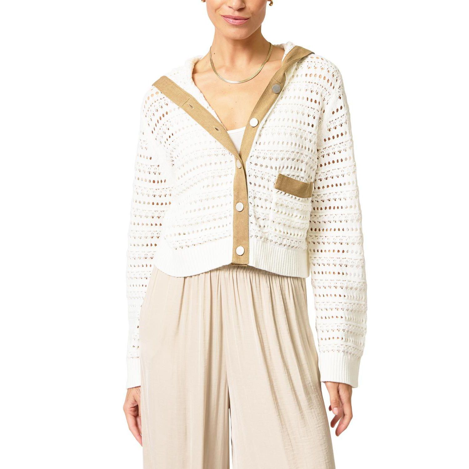 Women's Avery Mixed Media Hooded Cardigan