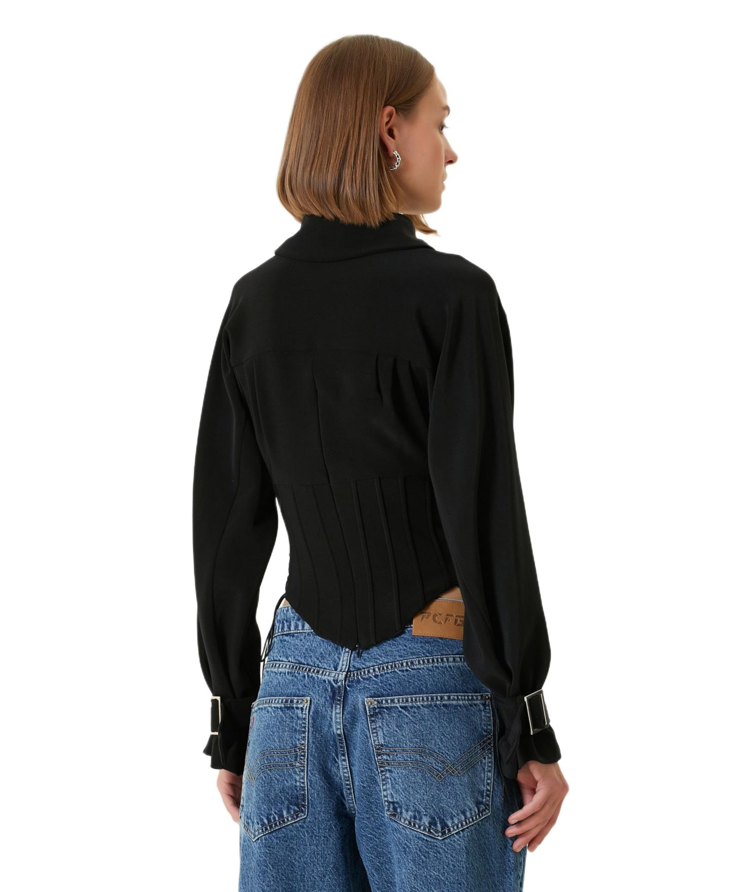 Женские блузки PCFG Tops and Tees Wool-Blend Corset, цвет: Угольно-чёрный — фото 2