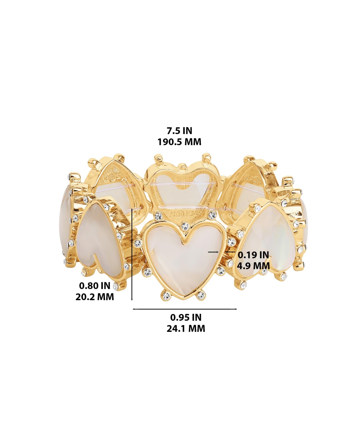 Jessica Simpson Womens Heart Bracelet - Gold-Tone Stretch Bracelet with Rhinestone Embellishments
