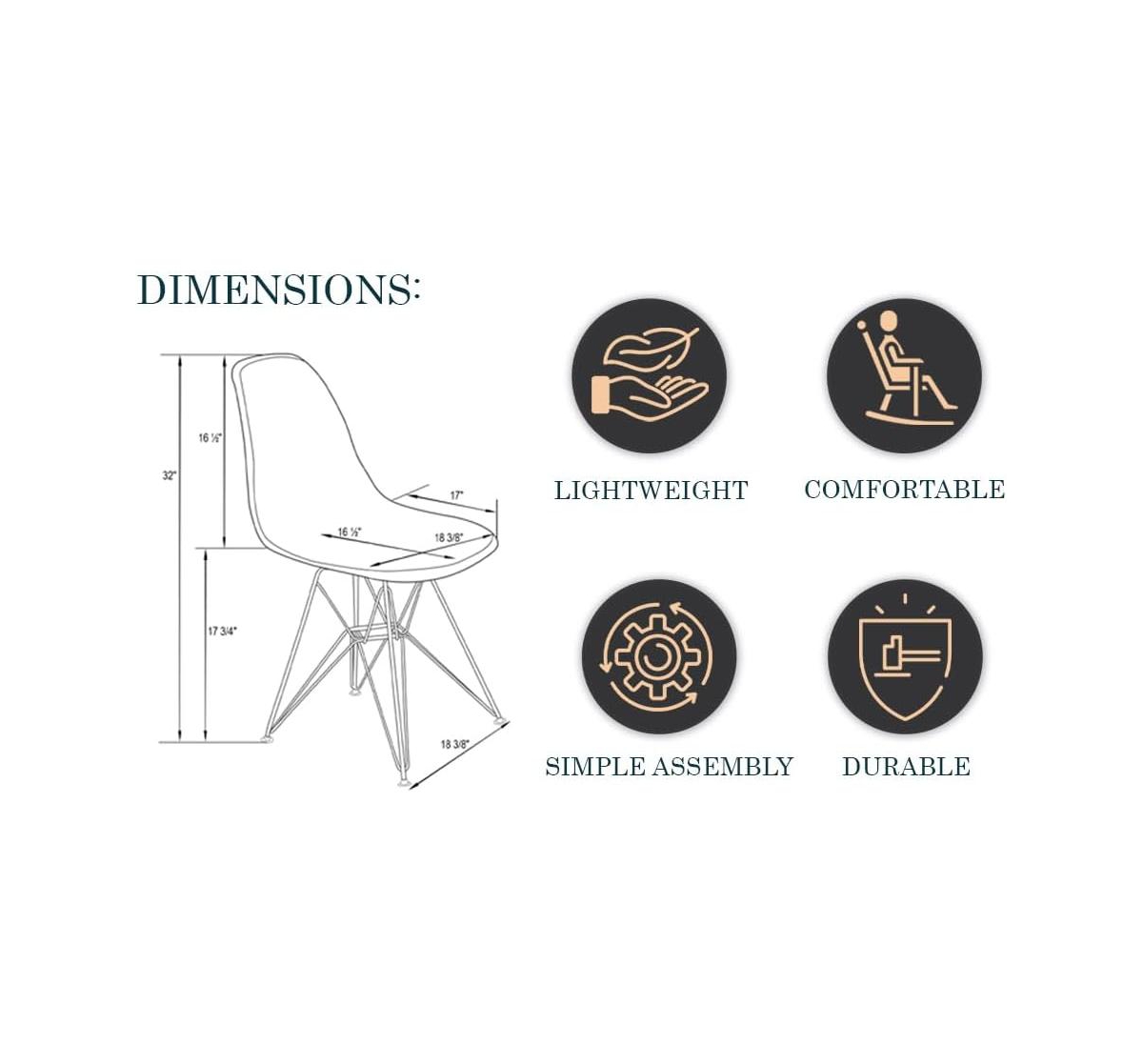 LeisureMod Cresco Acrylic Dining Chair Set of Chrome Eiffel Base and Curved Back Design