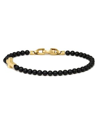 Stone Cross Bead Amulet 14K Gold
