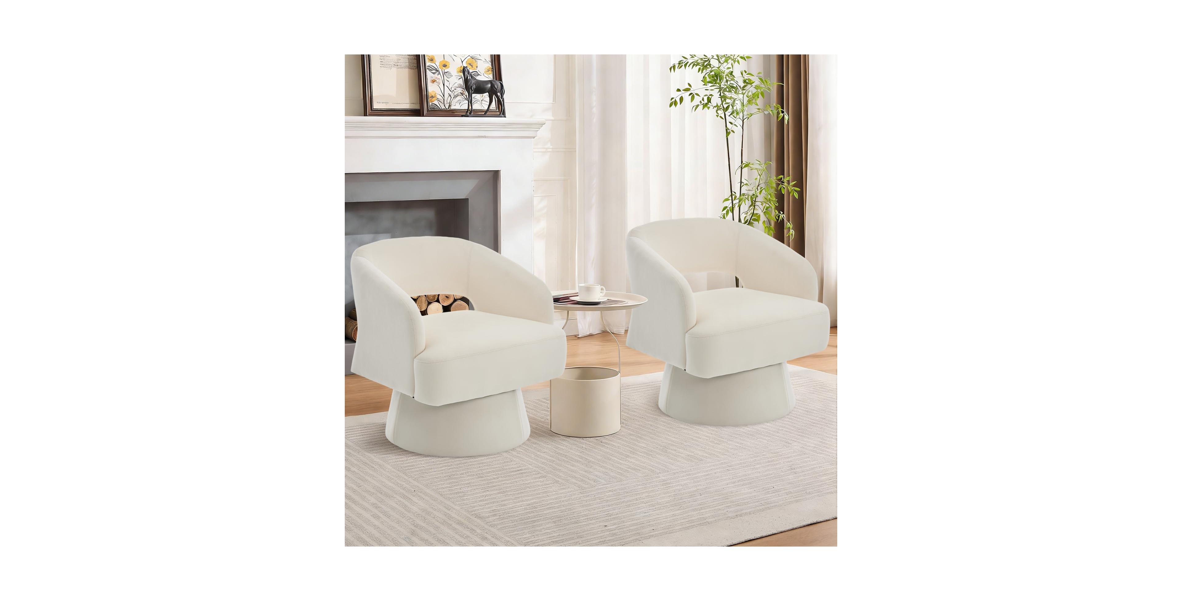 homfan Swivel Barrel Accent Chairs Modern Lounge with Hollowed Back Stable Base 360 degrees Rotation Comfy Vanity for Living Room Bedroom