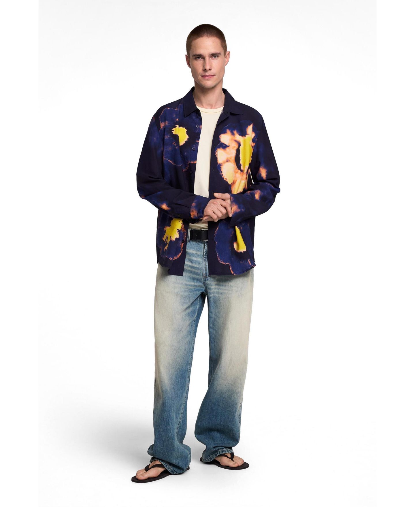 Мужская рубашка Desigual Long-sleeved floral, цвет: Чёрный — фото 2