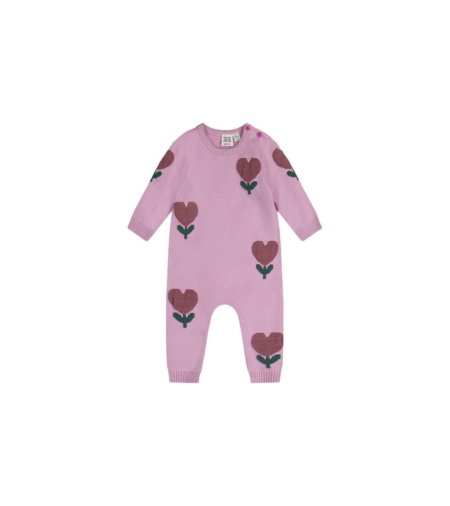 Baby Girl 3M TO 24M Knitted Intarsia Romper Lilac