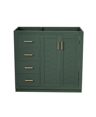 36 Inch Modern Freestanding Bathroom Vanity without Top, Solid Wood Frame, 3 Drawers Storage, Soft Close Doors