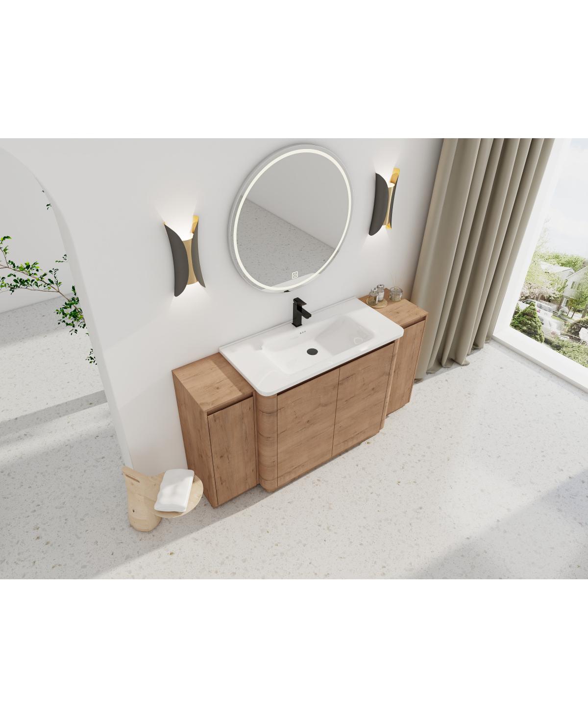Sillysis Modern Bathroom Vanity with Ceramic Sink, Freestanding Storage Cabinet, Soft Close Doors
