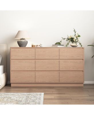 9-Drawer Mid-Century Modern Wood Dresser and Storage Cabinet