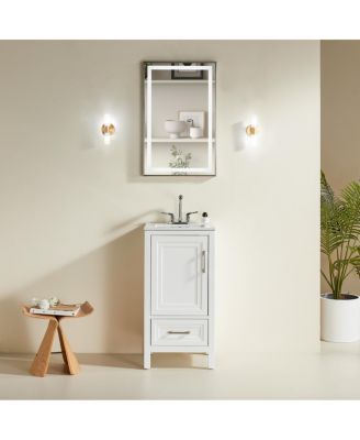 Modern Bathroom Vanity with Ceramic Sink, Fully Assembled Cabinet, Soft Close Doors, Two Handle Options