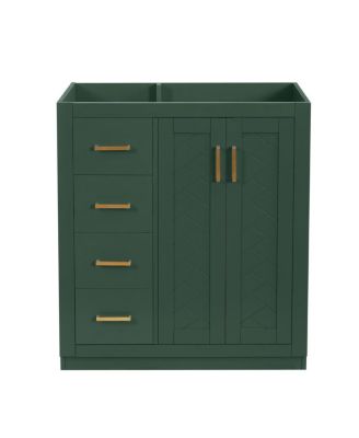 Modern Freestanding Bathroom Vanity without Top, Solid Wood Frame, 3 Drawers Storage, Soft Close Doors