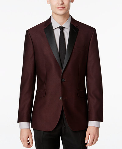 Kenneth Cole Reaction Men's Slim-Fit Burgundy Textured Evening Jacket