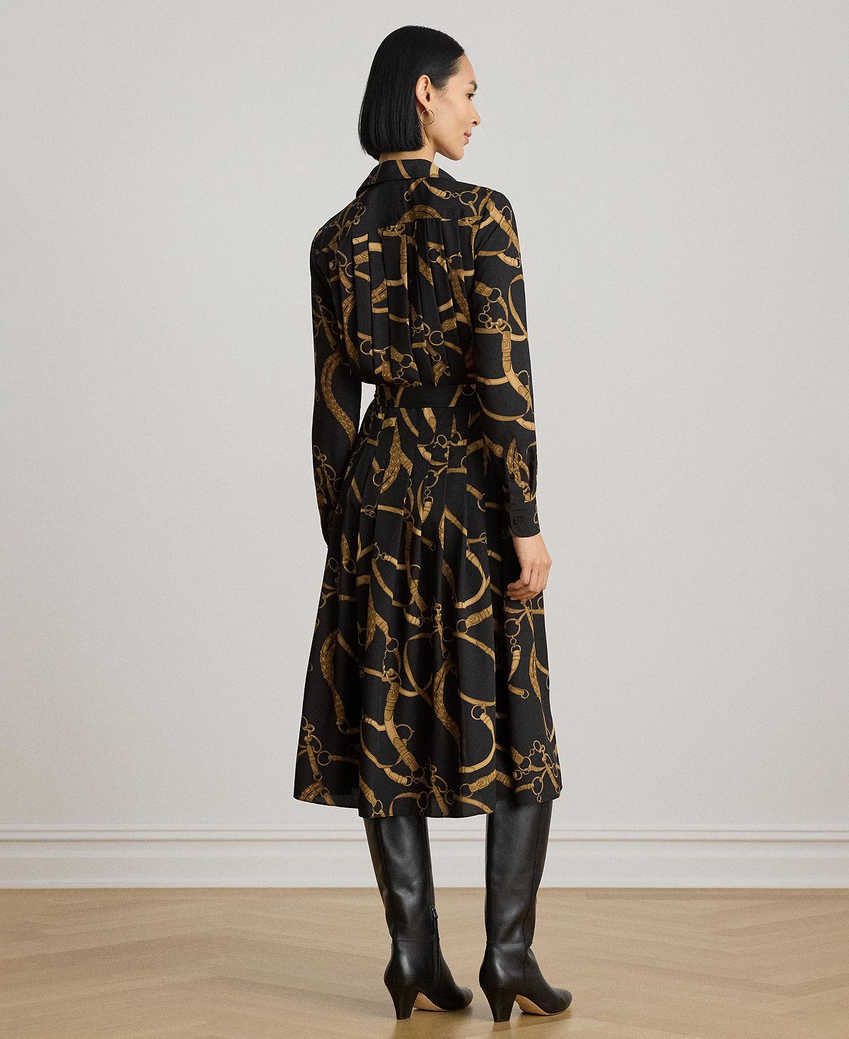 Lauren Ralph Lauren Women's Belting Print Pleated Shirt Dress view 5 — MAYCSS fashion products