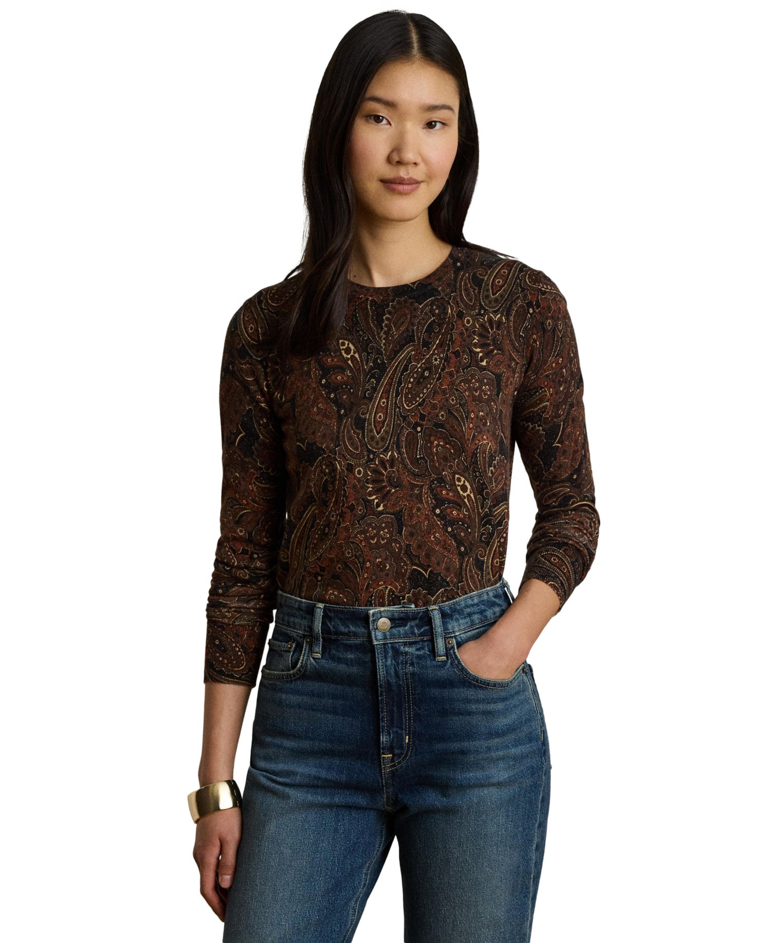 Women's Paisley Long-Sleeve Sweater