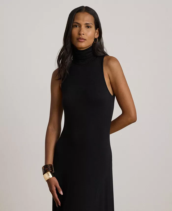 Women's Sleeveless Turtleneck Maxi Dress - thumbnail 3
