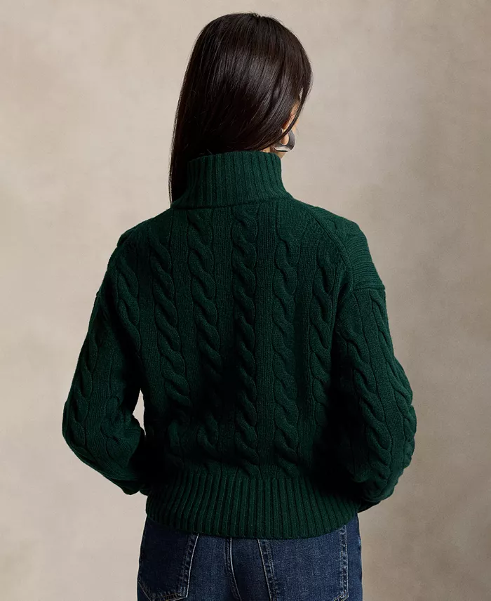 Women's Cable-Knit Half-Zip Wool-Cashmere Sweater - thumbnail 4