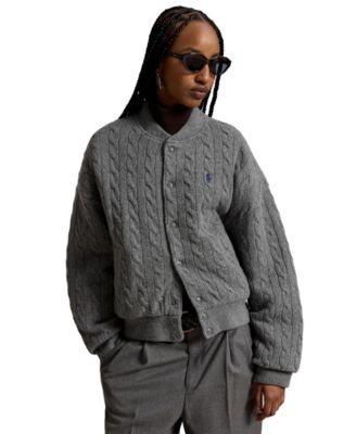 Women's Cable-Knit Logo Button Jacket