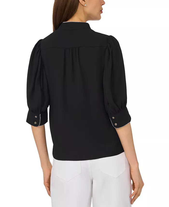 Women's Pearce Puff-Sleeve Open Collar Top - thumbnail 7