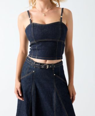 Women's Zelda Denim Cropped Bustier Top