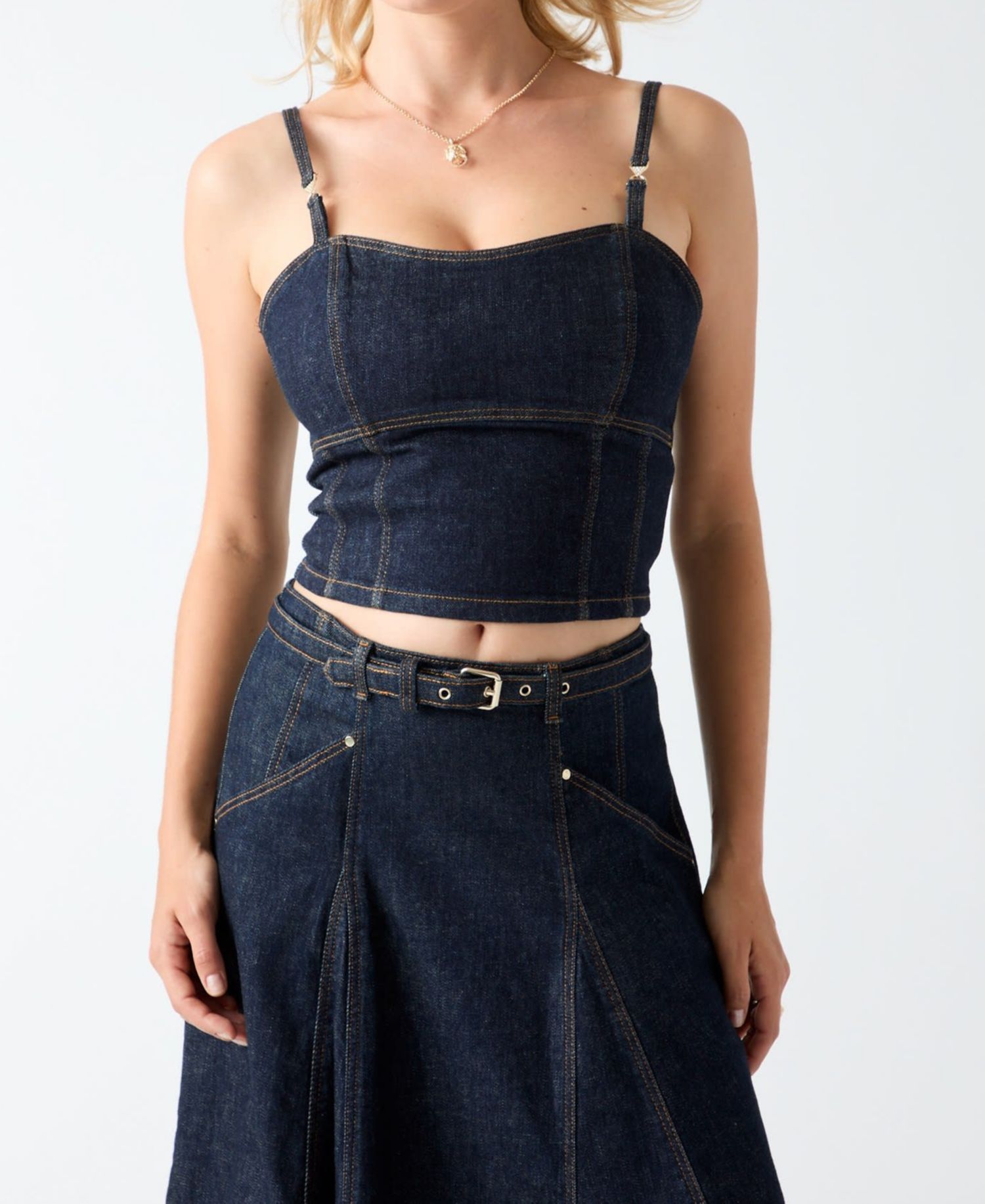 Women's Zelda Denim Cropped Bustier Top
