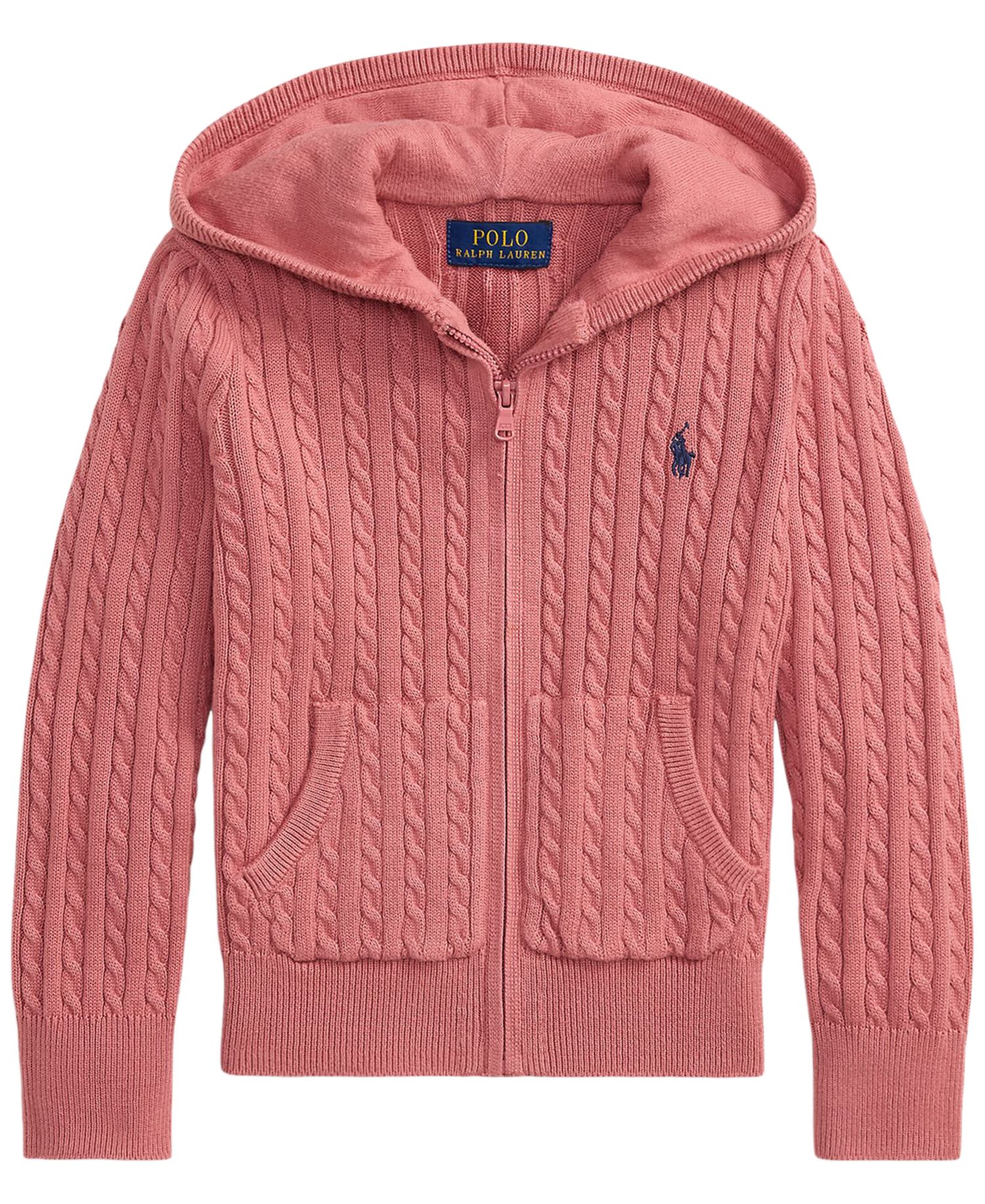 Girls 2T-6X Mini-Cable Cotton Full-Zip Hoodie