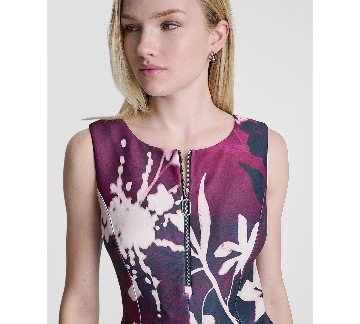 DKNY Women's Sleeveless Crewneck A-Line Midi Dress view 4 — MAYCSS fashion products