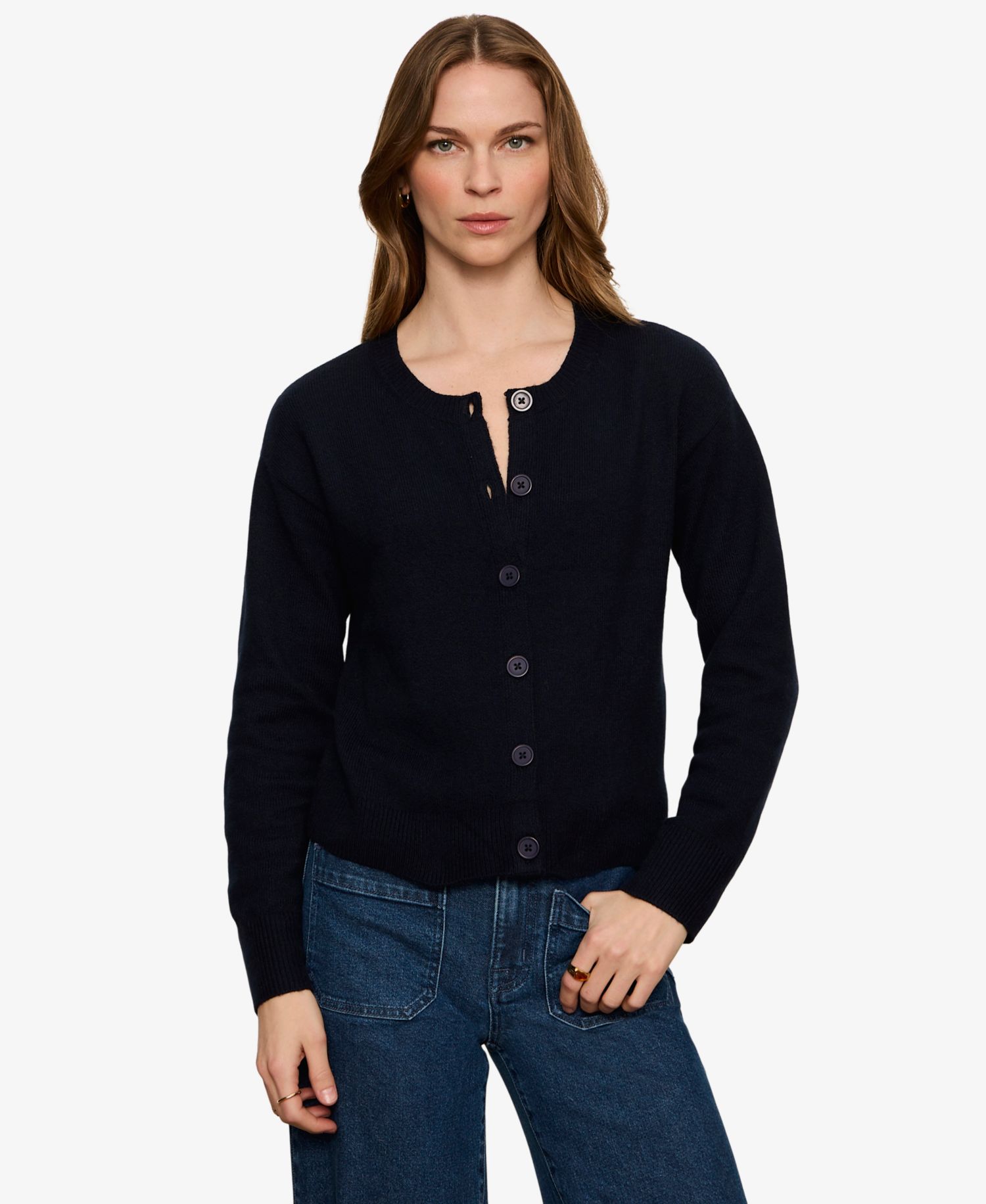 Petite Semi-Cropped Crewneck Sweater