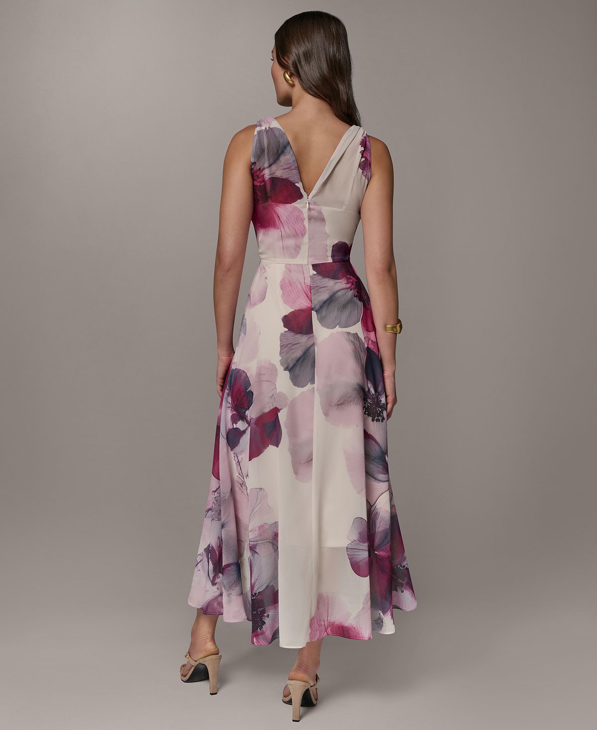 Donna Karan New York Petite Printed V-Neck High-Low Dress view 4 — MAYCSS fashion products