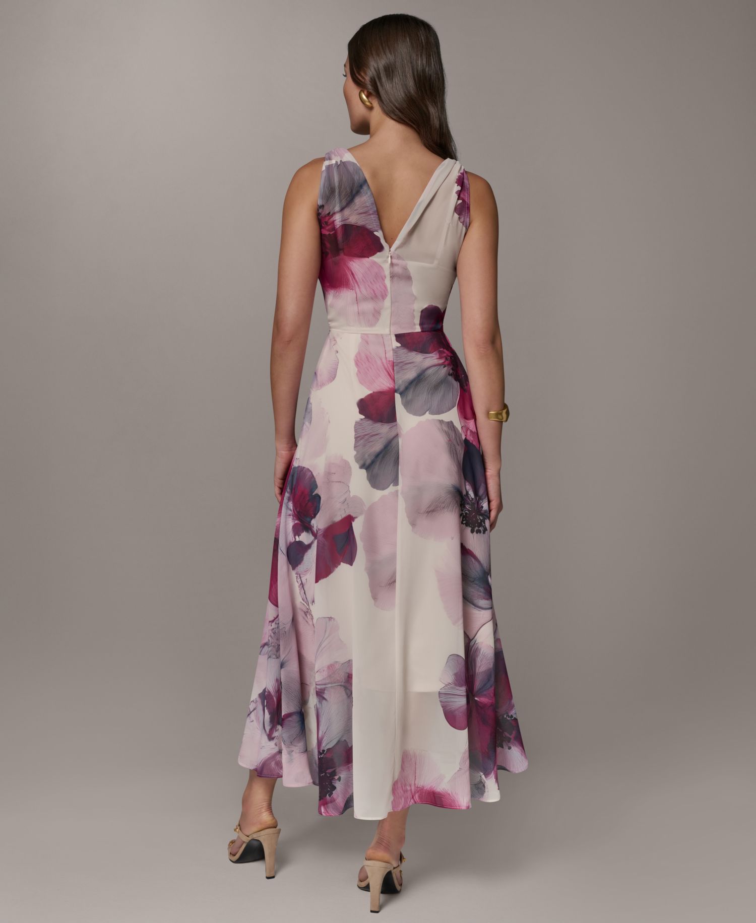 Petite Printed V-Neck High-Low Dress