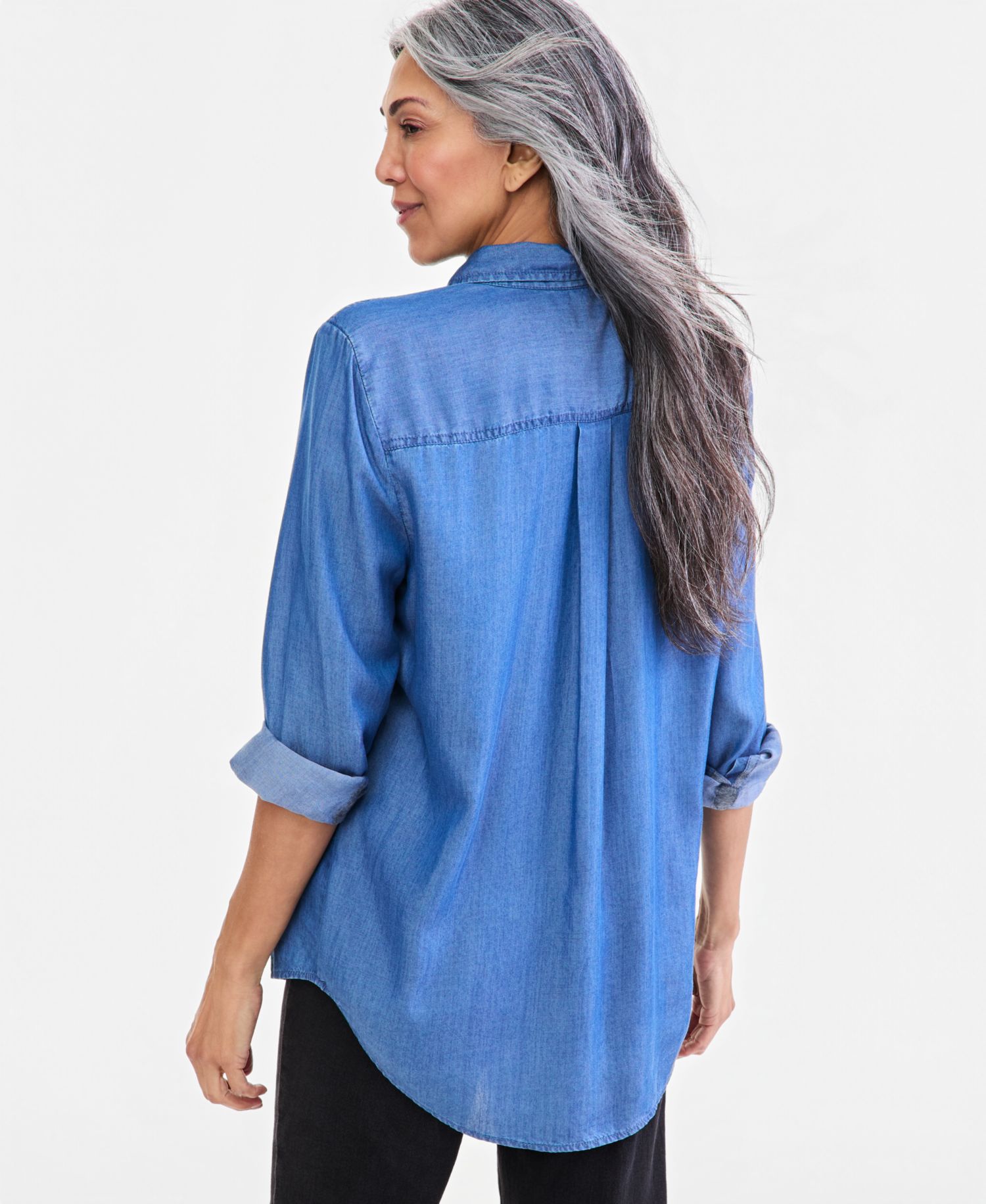 Petite Perfect Long-Sleeve Button-Up Tencel Lyocell Shirt