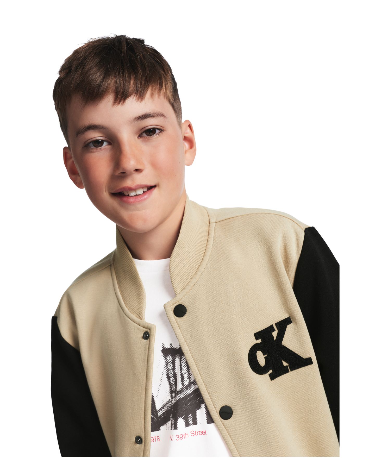 Куртка Calvin Klein Fleece College Long-Sleeve для мальчиков, цвет: Белый — фото 4