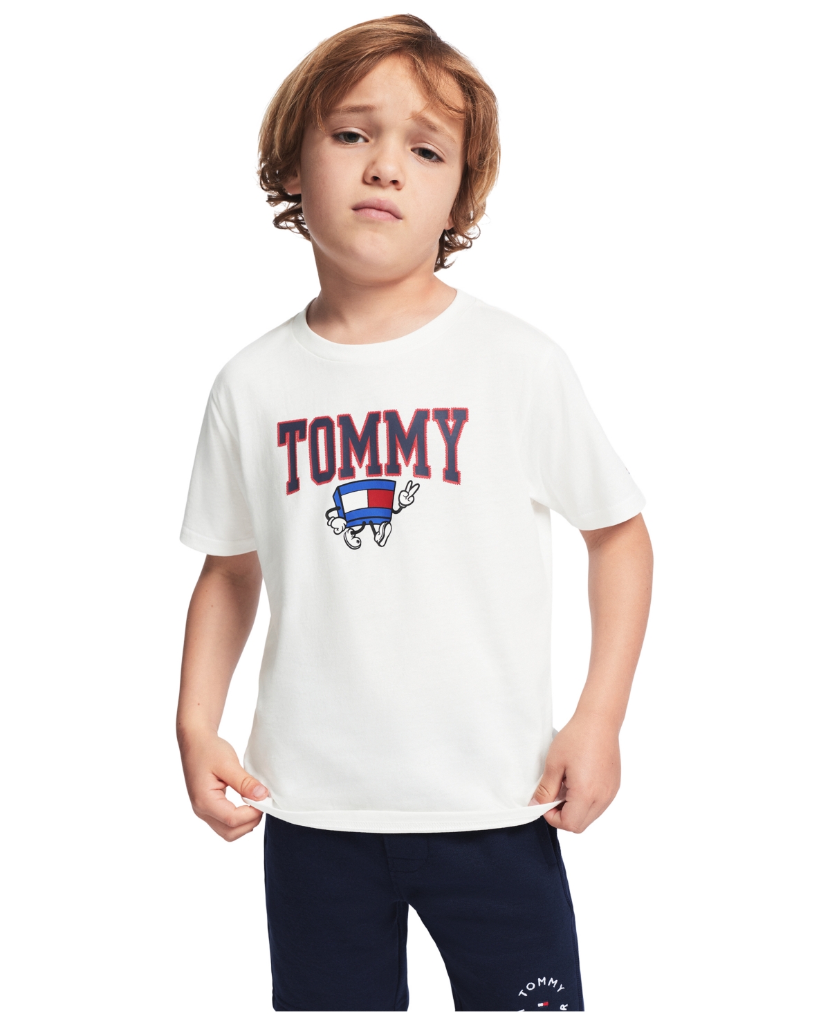 Tommy Hilfiger Boys' 2T-7 Graphic Mascot Short-Sleeve T-Shirt - White