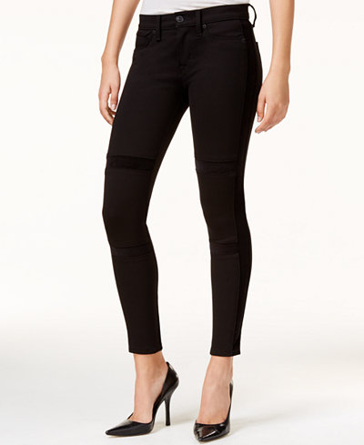 Hudson Jeans Velvet-Detail Black Wash Super Skinny Jeans