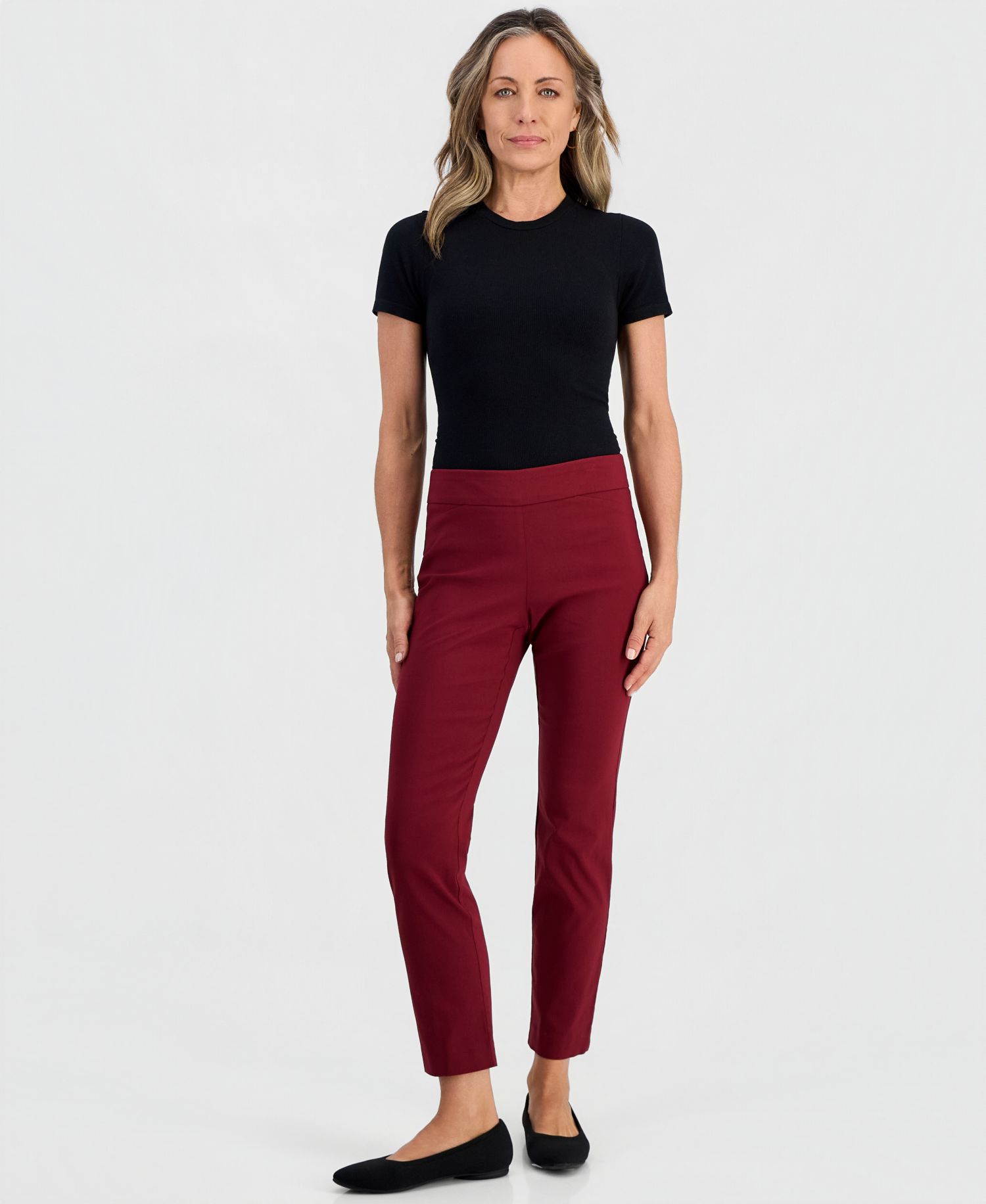 Petite Tummy-Control Cambridge Stretch Slim-Leg Pants