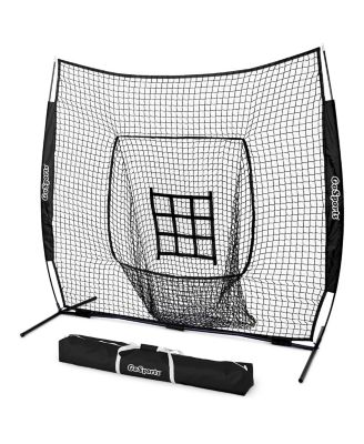 7 ft x 7 ft Baseball and Softball Nets Practice Hitting and Pitching Net with Bow Type Frame Includes Carry Bag