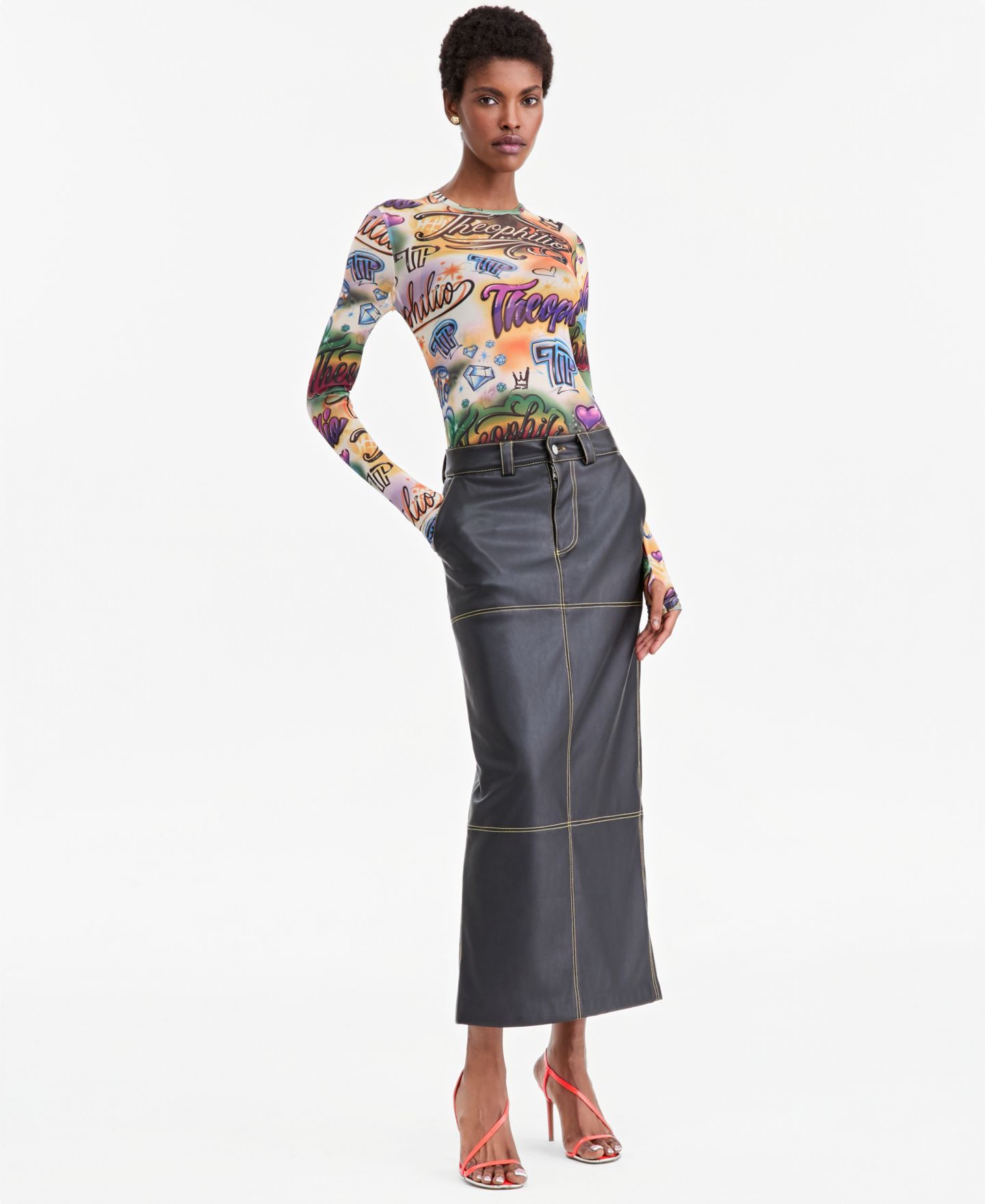 Женская юбка Theophilio | Macy's High-Slit Faux-Leather Maxi — фото 2