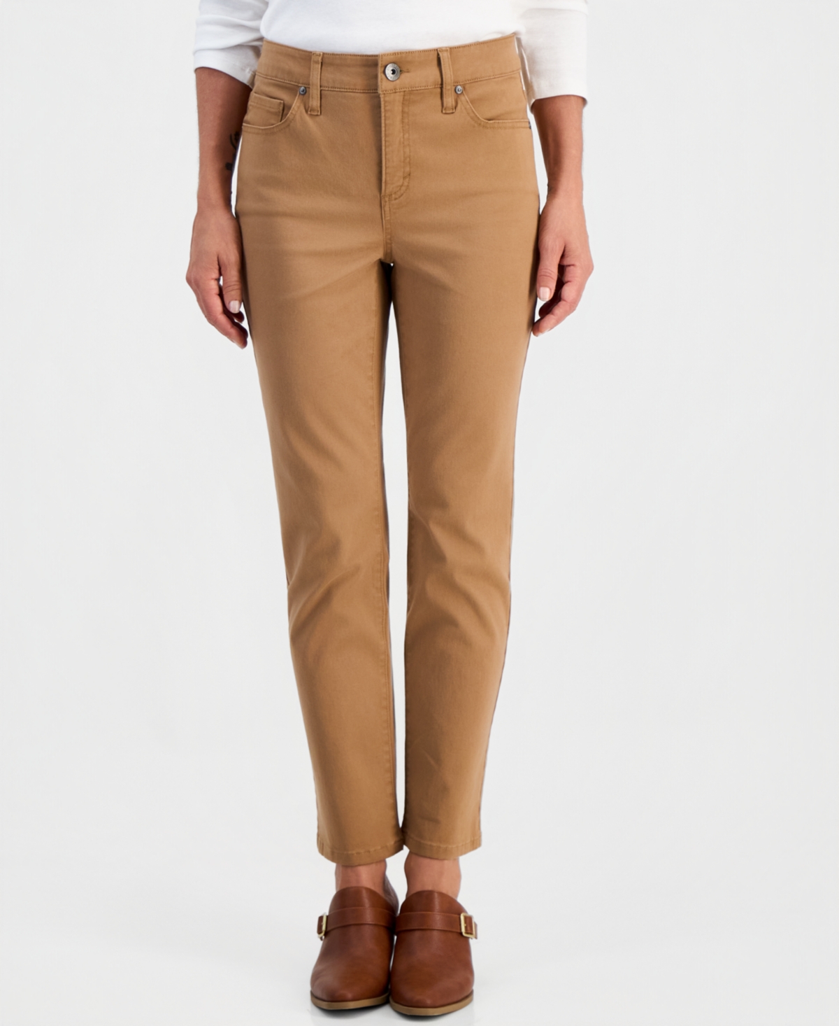Style & Co Petite High Rise Natural Straight-Leg Jeans, Created for Macy's