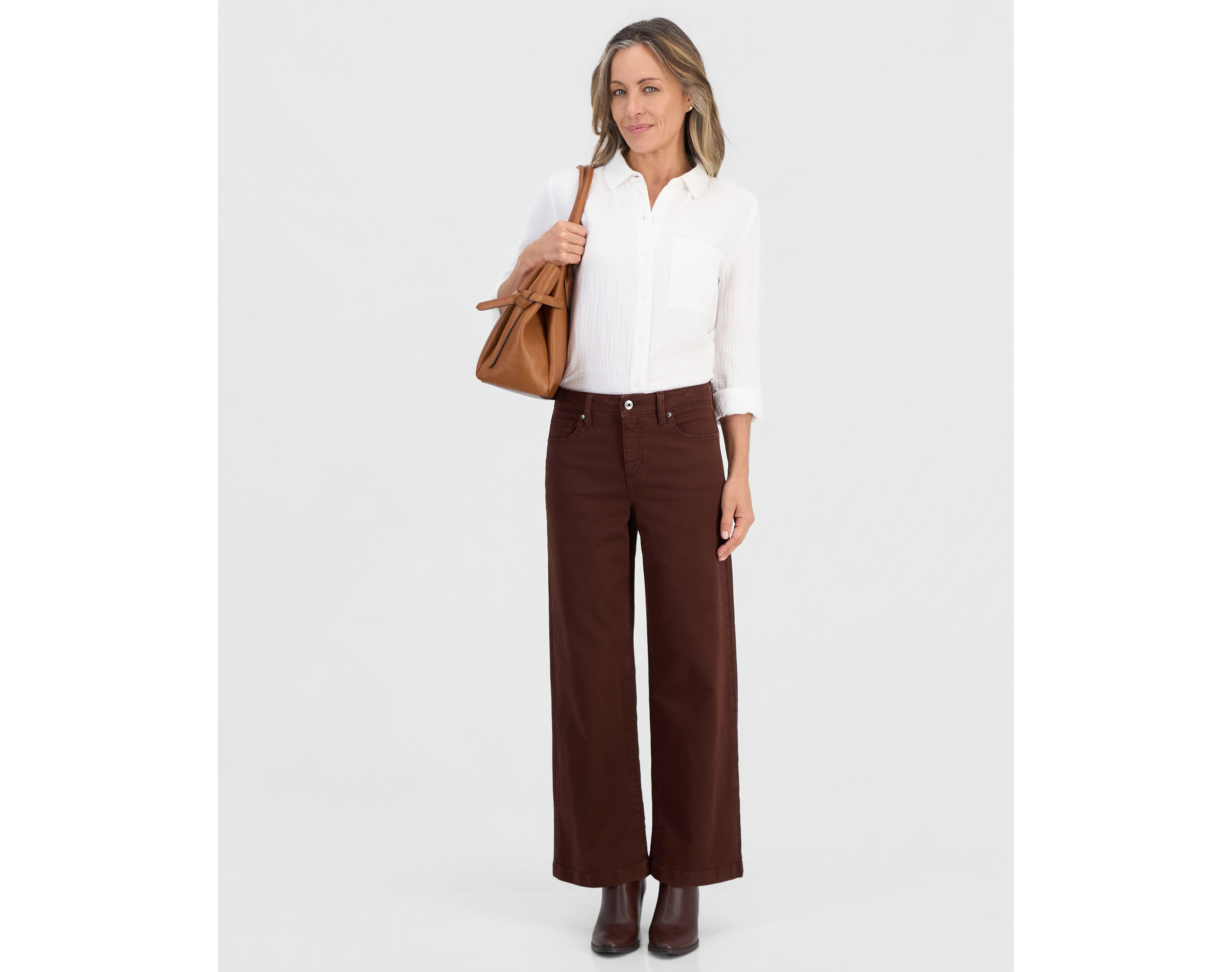 Style & Co Petite High-Waist Wide-Leg Cotton-Blend Pants, Macy's Exclusive
