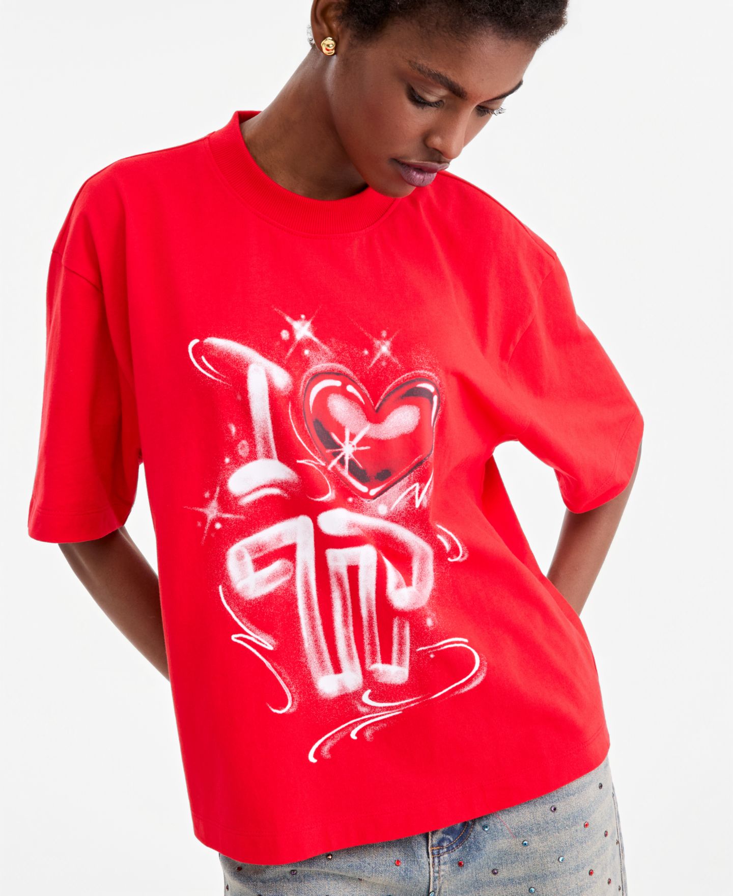 Футболка Theophilio | Macy's Adult Unisex Oversized Graffiti Screen-Print Short-Sleeve — фото 3