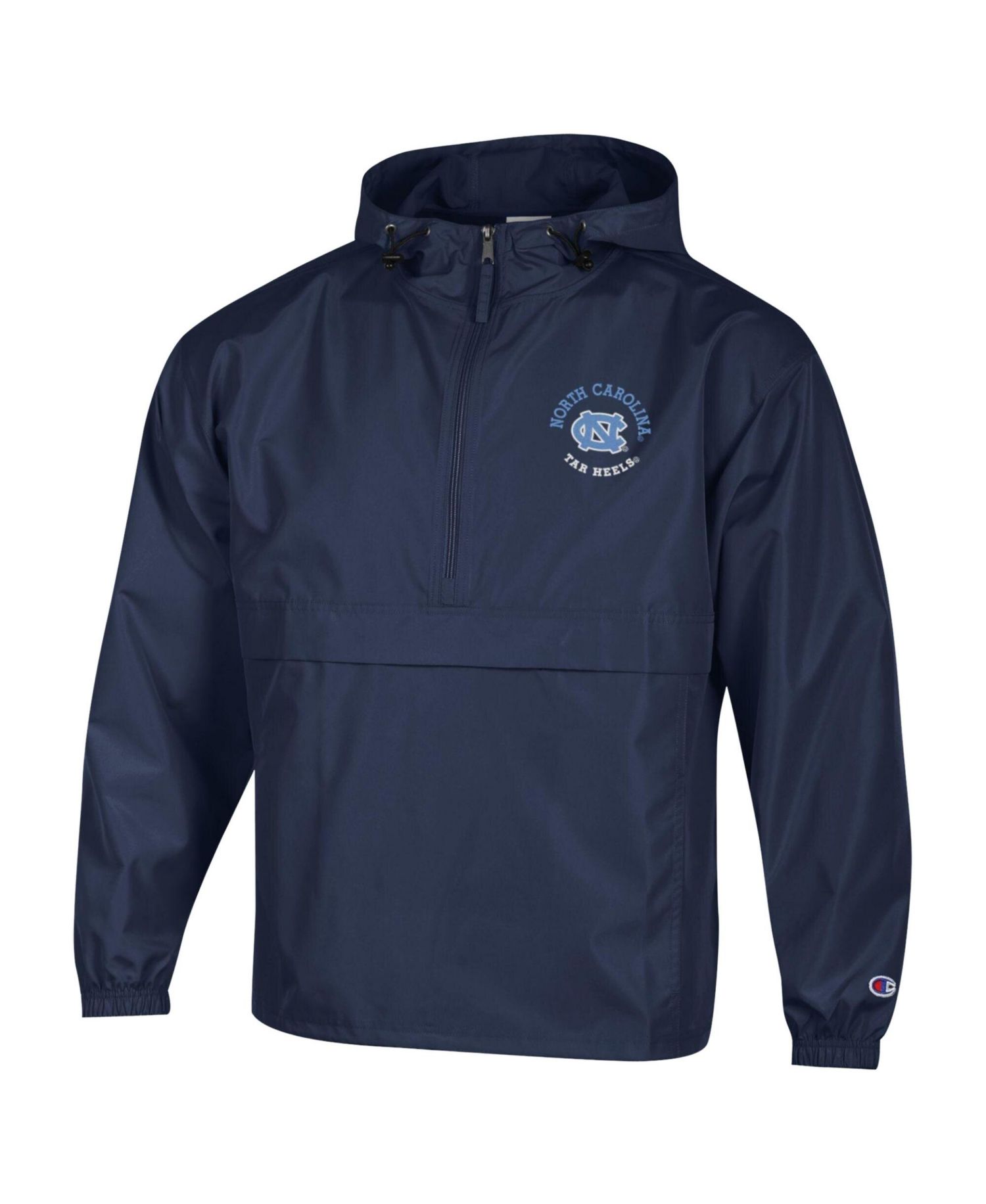 Men's Navy North Carolina Tar Heels Packable Hooded Windbreaker Half-Zip Jacket
