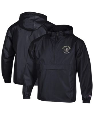 Men's Black Florida State Seminoles Packable Hooded Windbreaker Half-Zip Jacket