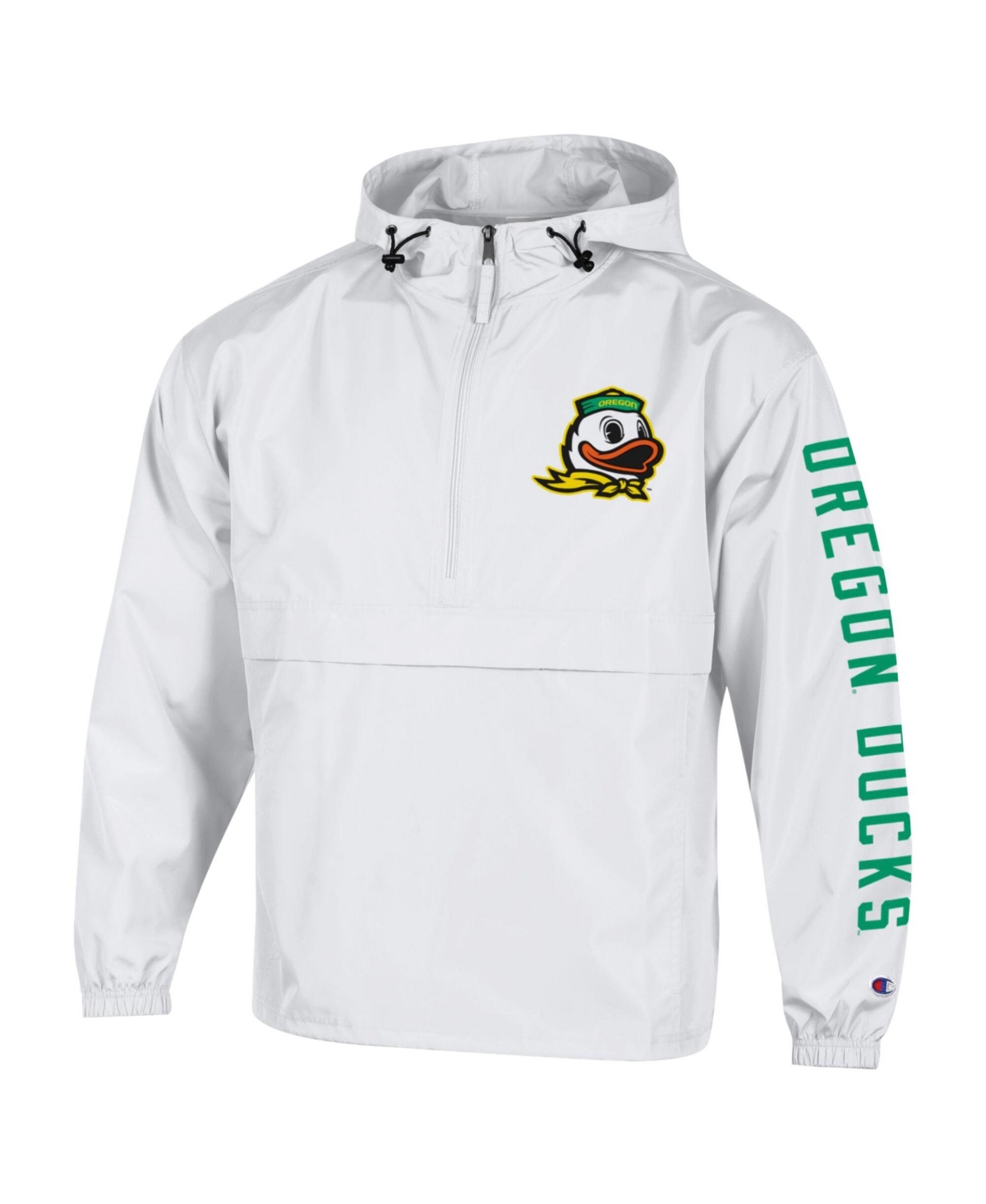 Champion Men's White Oregon Ducks Cloud Packable Half-Zip Hooded Jacket
