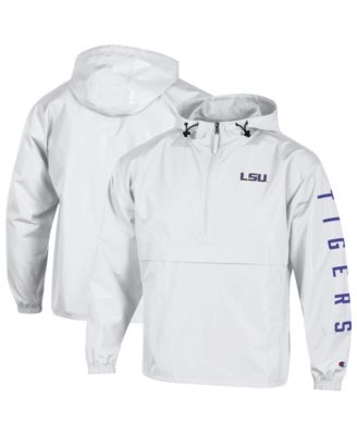 Men's White LSU Tigers Cloud Packable Half-Zip Hooded Jacket