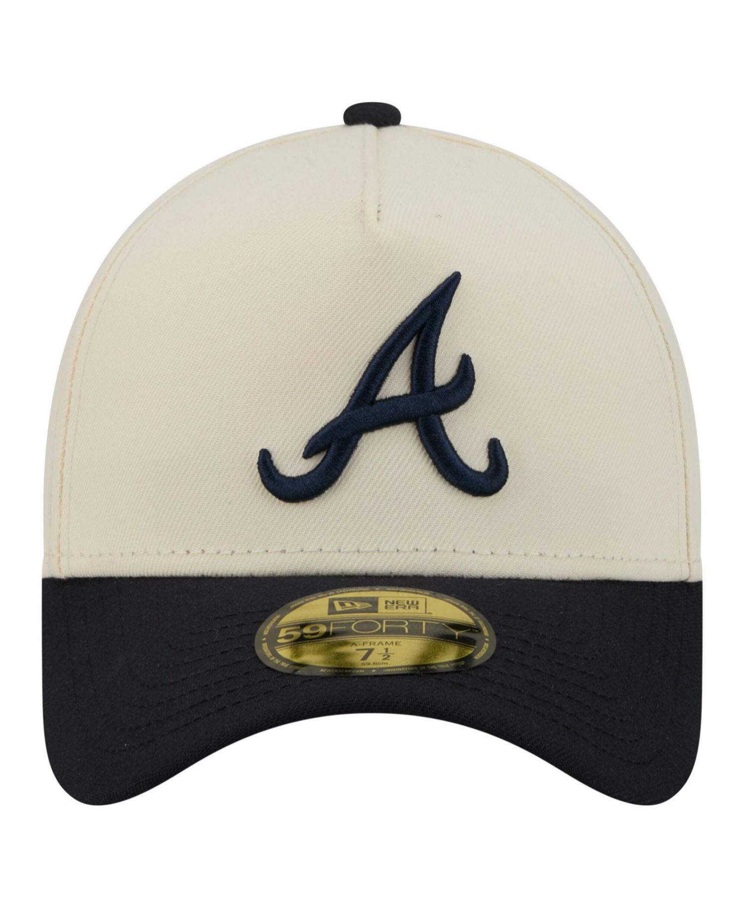 Men's Cream Atlanta Braves Chrome A-Frame 59FORTY Fitted Hat