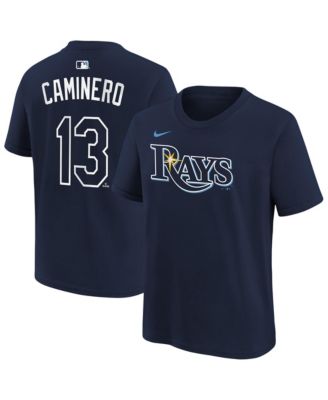 Big Boys and Girls Junior Caminero Navy Tampa Bay Rays Name & Number T-Shirt