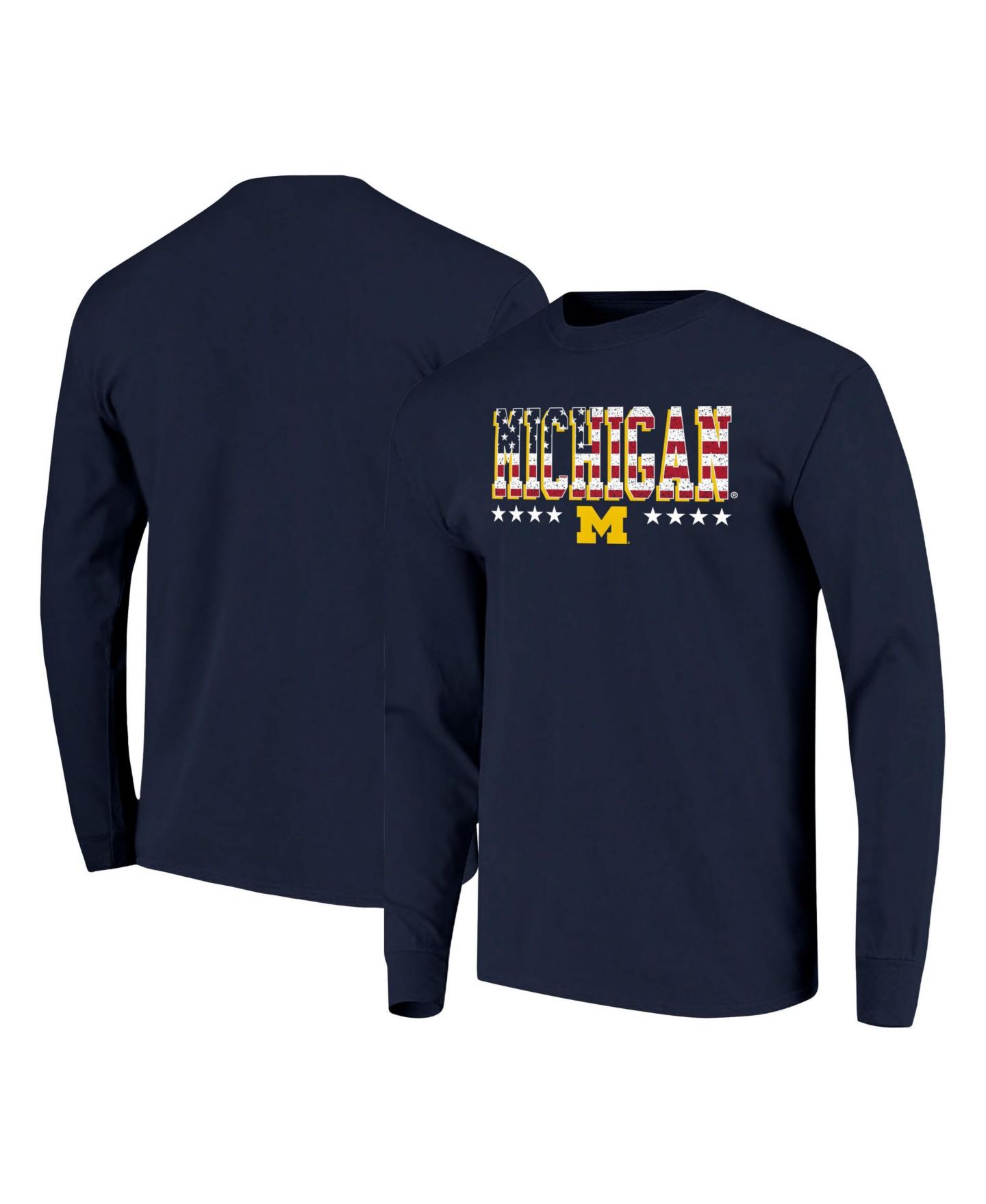 Мужская футболка Image One Navy Michigan Wolverines Tall Type Flag Long Sleeve — фото 1